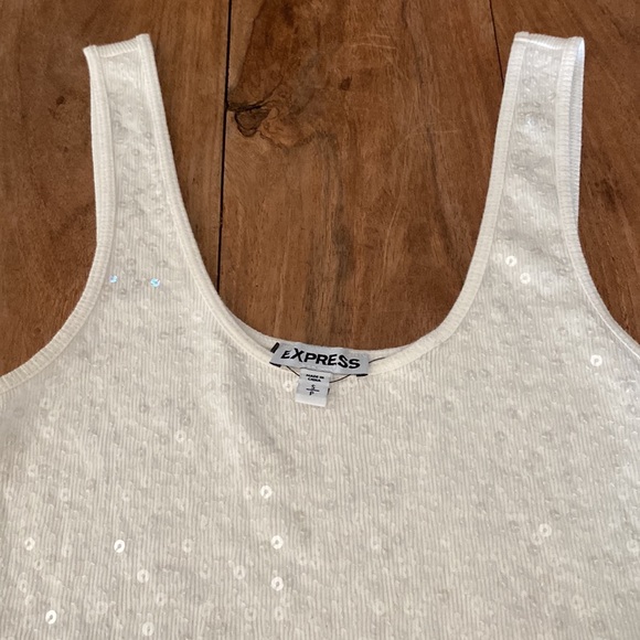 Express S/P Sequin Glittery Ivory Off White Tank Top! - Picture 3 of 8